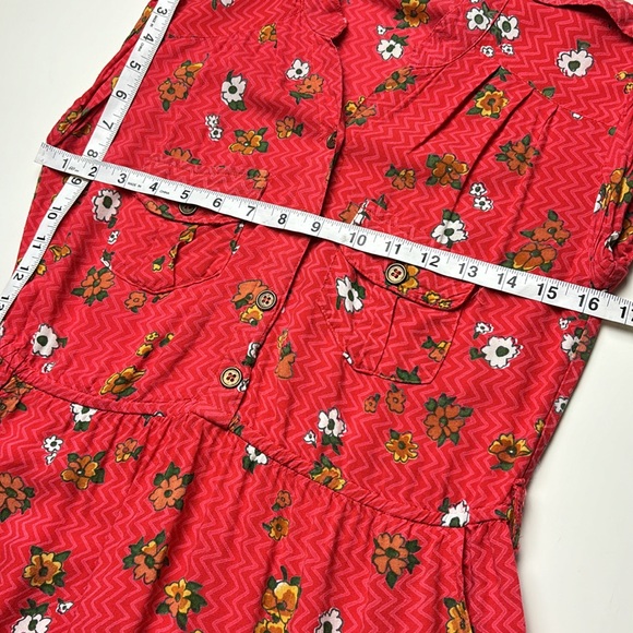 Angie Red & Multicolor Floral Print Vneck Dress w/ Pockets, Sz M - Picture 10 of 11